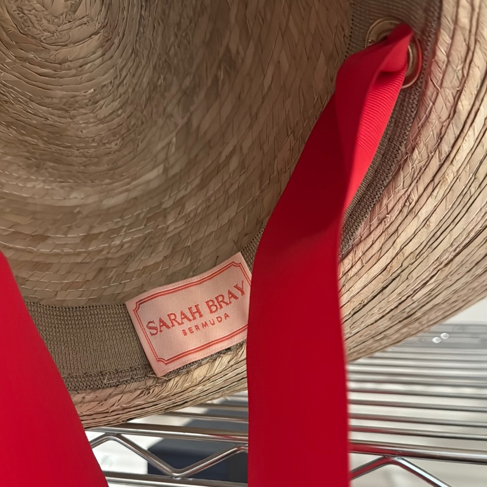 Sarah Bray Bermuda Straw Hat with Red Ribbon